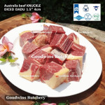 Beef BLADE Australia RALPHS frozen sampil kecil daging rendang PORTIONED CUTS 1.5" 4cm (price/pc 1kg)